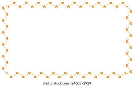 Hand drawn hearts border and frame on white background.