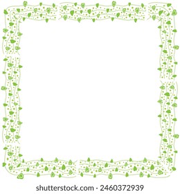 Hand drawn hearts border and frame on white background.