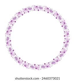 Hand drawn hearts border and frame on white background.