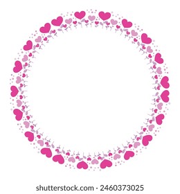Hand drawn hearts border and frame on white background.