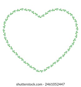 Hand drawn hearts border and frame on white background.