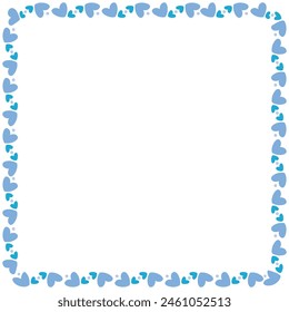 Hand drawn hearts border and frame on white background.