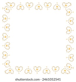 Hand drawn hearts border and frame on white background.