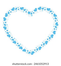 Hand drawn hearts border and frame on white background.