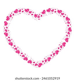 Hand drawn hearts border and frame on white background.