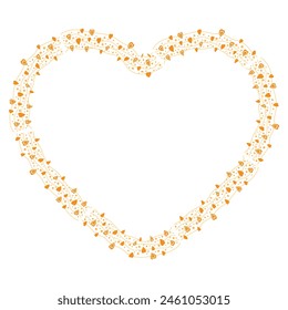 Hand drawn hearts border and frame on white background