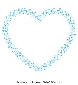 Hand drawn hearts border and frame on white background