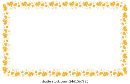 Hand drawn hearts border and frame on white background.