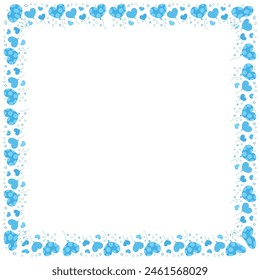 Hand drawn hearts border and frame on white background