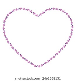 Hand drawn hearts border and frame on white background