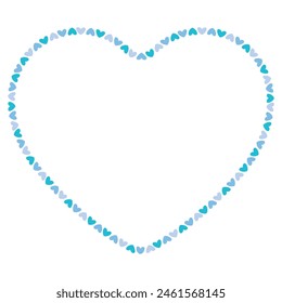 Hand drawn hearts border and frame on white background