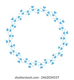 Hand drawn hearts border and frame on white background.