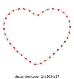 Hand drawn hearts border and frame on white background.