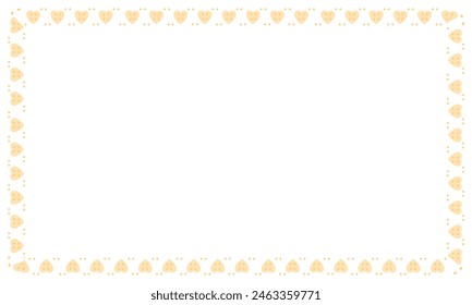 Hand drawn hearts border and frame on white background.