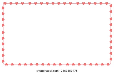 Hand drawn hearts border and frame on white background.