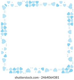 Hand drawn hearts border and frame on white background.