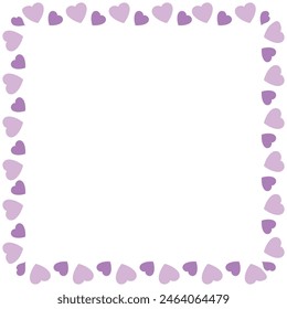 Hand drawn hearts border and frame on white background