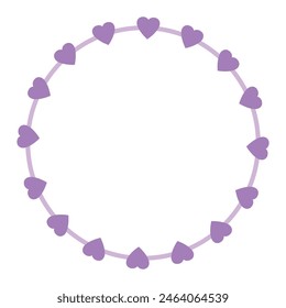 Hand drawn hearts border and frame on white background