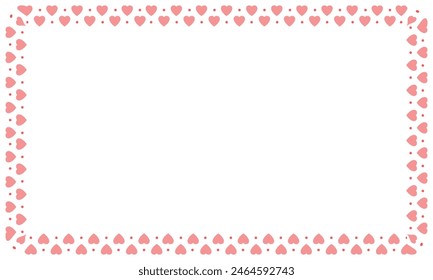 Hand drawn hearts border and frame on white background.