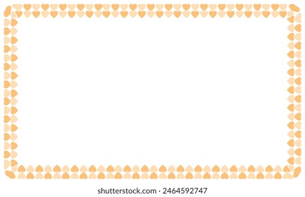 Hand drawn hearts border and frame on white background.