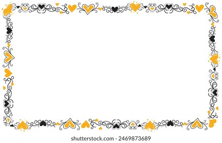 Hand drawn hearts border and frame design