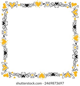 Hand drawn hearts border and frame design