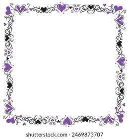 Hand drawn hearts border and frame design