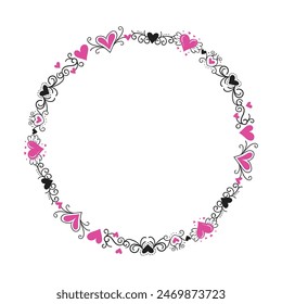 Hand drawn hearts border and frame design