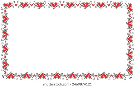 Hand drawn hearts border and frame design