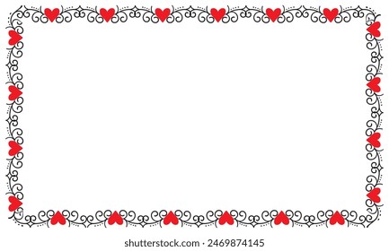 Hand drawn hearts border and frame design.