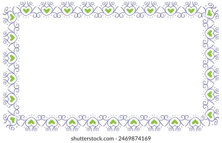Hand drawn hearts border and frame design.