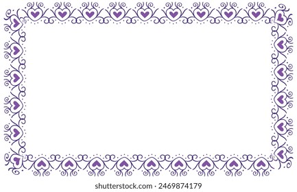 Hand drawn hearts border and frame design.