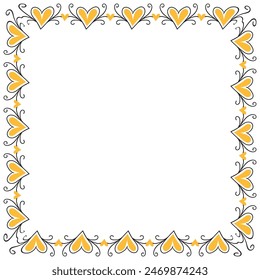 Hand drawn hearts border and frame design.