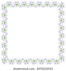 Hand drawn hearts border and frame design.