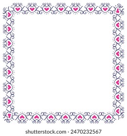 Hand drawn hearts border and frame design.