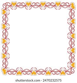 Borde de corazones dibujados a mano y diseño de marco.