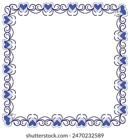 Hand drawn hearts border and frame design.