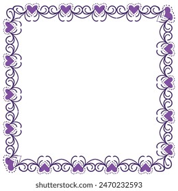 Hand drawn hearts border and frame design.