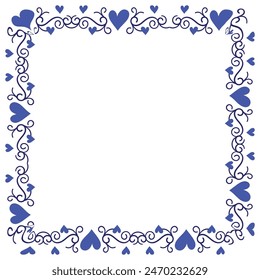 Hand drawn hearts border and frame design.