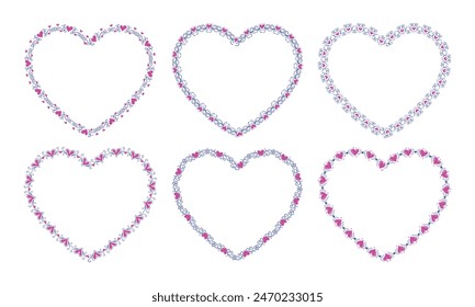 Hand drawn hearts border and frame design collection.