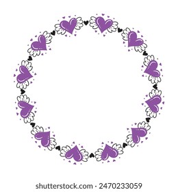 Hand drawn hearts border and frame design.