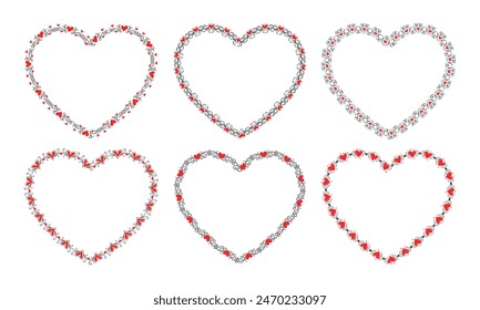 Borde de corazones dibujados a mano y colección de diseño de marco.