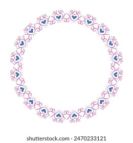 Hand drawn hearts border and frame design.