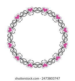 Borde de corazones dibujados a mano y diseño de marco.