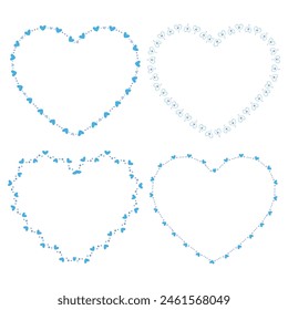 Borde de corazones dibujados a mano y marcos de colección.