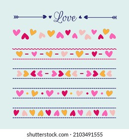 Hand drawn hearts borders. - Vector.