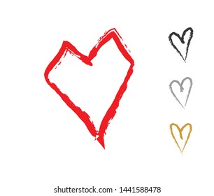 Hand drawn hearts with brush. Heart love design illustration concept for template.
