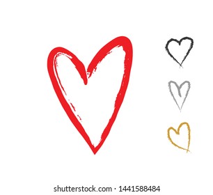 Hand drawn hearts with brush. Heart love design illustration concept for template.
