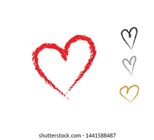 Hand drawn hearts with brush. Heart love design illustration concept for template.