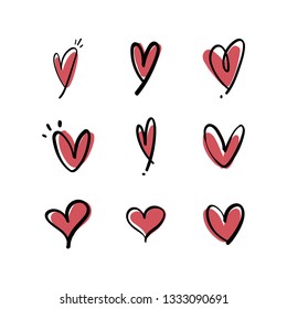 Hand drawn hearts collection